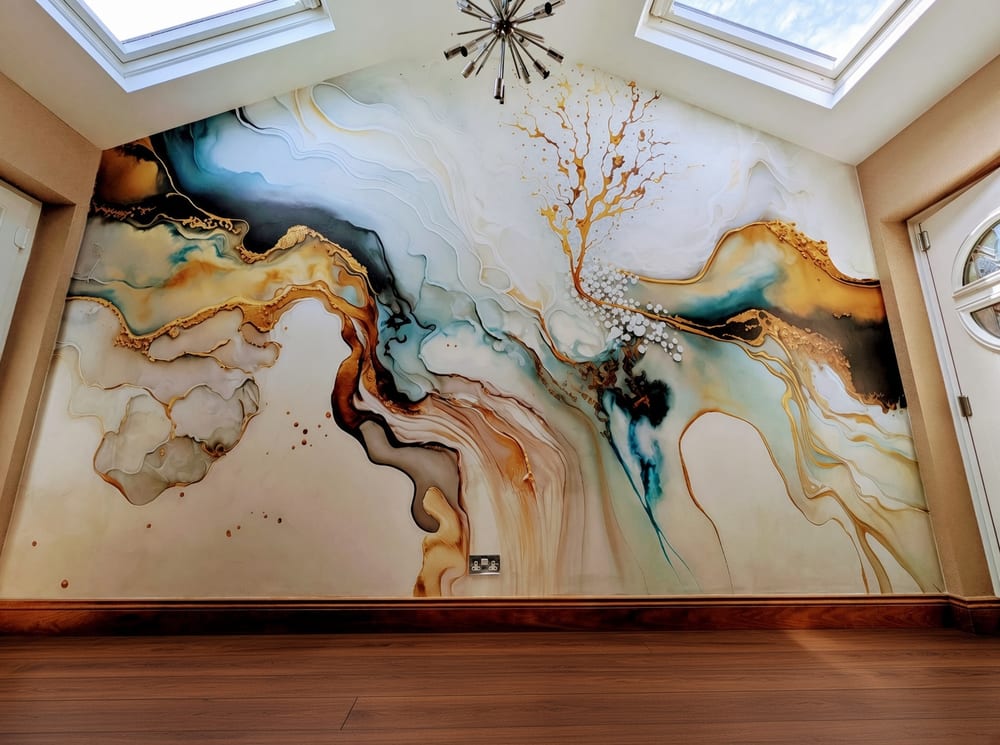 Deluxe Mural by Wallsauce.com - White & Gold Ink