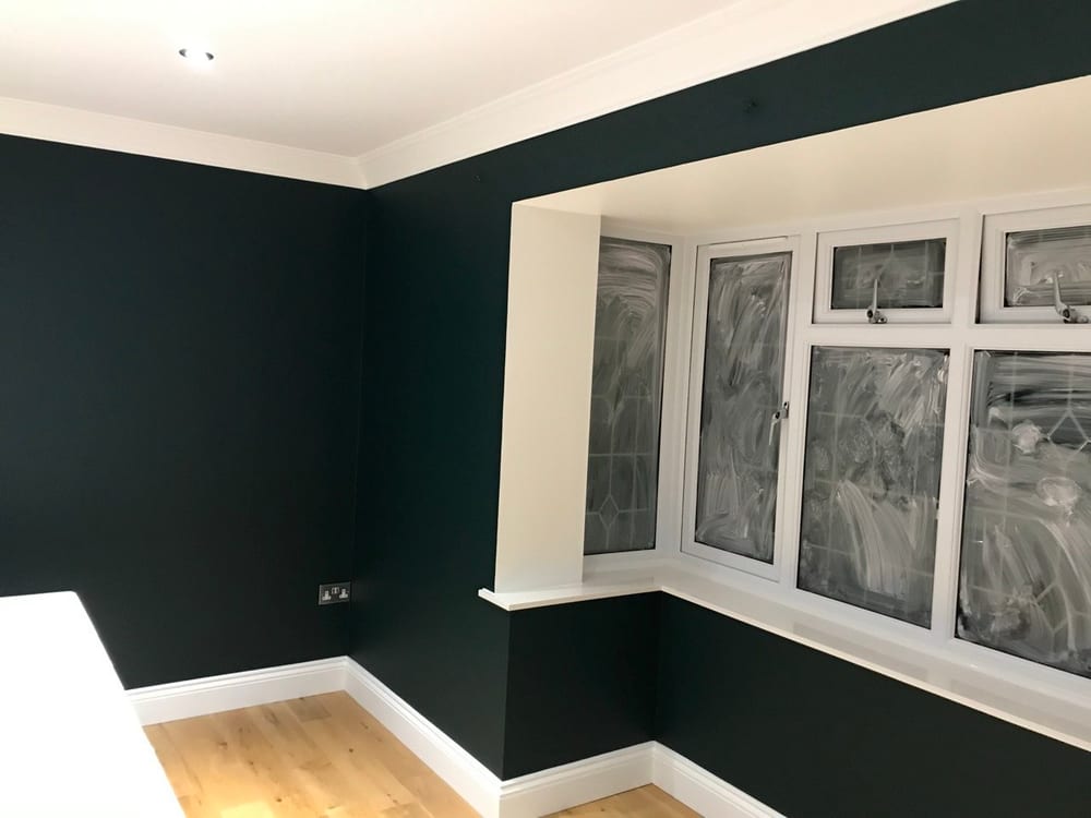 Dulux Mallard green Window inset Dulux light & space Frosted Dawn